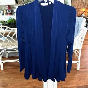 Susan Graver Open-Front Navy Blue Cardigan